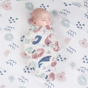 img 3 attached to Viviland Baby Muslin Swaddle Blanket for Newborn Boys and Girls - Bamboo Cotton Blend Receiving Blanket Wrap - 4 Pack, 47 X 47 inch - Mermaid Theme with Gift Box