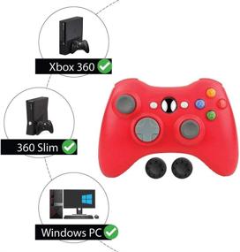 img 3 attached to Red BEK Controller Replacement for Xbox 360 - Wireless Gamepad, Non-Slip Thumb Grips, Double Shock, Live Play Compatible with Microsoft Xbox 360 Slim, PC Windows 10 8 7