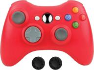 red bek controller replacement for xbox 360 - wireless gamepad, non-slip thumb grips, double shock, live play compatible with microsoft xbox 360 slim, pc windows 10 8 7 logo
