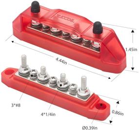 img 2 attached to Recoil Bus Bar 4 X M5 Studs 3 Screw Terminals Power Distribution Block With Ring Terminals(Red)