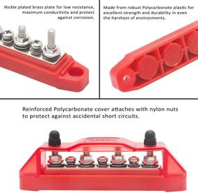 img 1 attached to Recoil Bus Bar 4 X M5 Studs 3 Screw Terminals Power Distribution Block With Ring Terminals(Red)