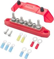 recoil bus bar 4 x m5 studs 3 screw terminals power distribution block with ring terminals(red) logo