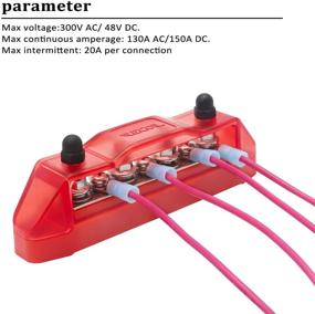 img 3 attached to Recoil Bus Bar 4 X M5 Studs 3 Screw Terminals Power Distribution Block With Ring Terminals(Red)