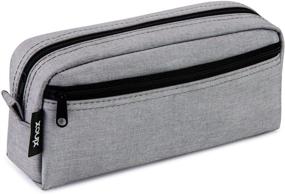 img 4 attached to 🎒 Large Capacity Pencil Case Stationery Pouch with Zipper - Multi-colored Pen & Cosmetic Bag, Ideal for Boys and Girls (Light Gray)