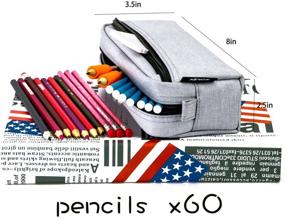 img 1 attached to 🎒 Large Capacity Pencil Case Stationery Pouch with Zipper - Multi-colored Pen & Cosmetic Bag, Ideal for Boys and Girls (Light Gray)