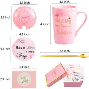 img 3 attached to 🎁 Not A Day Over Fabulous Mug - Birthday Gifts for Women - Thank You Gifts for Women - Funny Pink Gift Set Ideas for Her, Friends, Wife, Mom, Daughter, Sister - 14 Oz Ceramic Marble Coffee Tea Mug