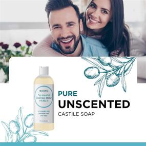 img 2 attached to Unscented Castile Soap Liquid Cleanser - Gentle Liquid Castile Soap for Sensitive Skin, All-Purpose Cleaner, with Organic Olive Oil for Hair, Skin, Nails - Liquid Soap for Hair, Face, and Body
