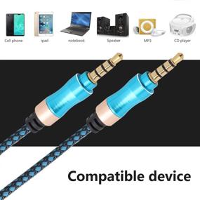 img 3 attached to 🔊 3.5mm Male to Male Audio Cable - Nylon Braided AUX Audio Extension Cord for Headphone, Car Stereo (5 Feet, Blue)