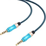 🔊 3.5mm male to male audio cable - nylon braided aux audio extension cord for headphone, car stereo (5 feet, blue) logo