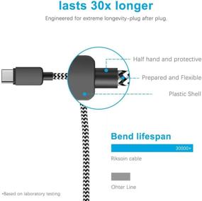 img 3 attached to USB кабель типа C 5Pack (3/3/6/6/10 FT) Нейлоновая плетеная быстрая зарядка Синхронный кабель совместим с Samsung Galaxy S10 S10E S9 S20 Plus Note 10 9 8 S8 Z LG V20 G5 G6 Google Pixel (Черный и Серебро)