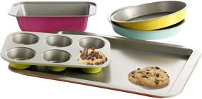 img 3 attached to Gibson Home ColorSplash Lyneham 5 Piece Carbon Steel Bakeware Set in Elegant Gray Finish: A Must-Have for Every Kitchen