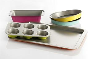 img 2 attached to Gibson Home ColorSplash Lyneham 5 Piece Carbon Steel Bakeware Set in Elegant Gray Finish: A Must-Have for Every Kitchen