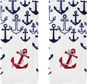 img 3 attached to 🚢 SKL HOME Americana Anchor Hand Towel Set: Nautical Charm in a 2 Pack, 16x25 Size