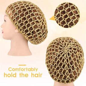 img 3 attached to 🎀 Mesh Crochet Hair Net Snood Hat Set: Stylish & Comfortable Headcovering for Women - Perfect for Sleeping