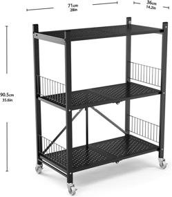 img 1 attached to 🛒 GLANDU 3-Tier Collapsible Heavy Duty Shelving Unit with Wheels - Steel Rack for Home Kitchen Laundry, Closet Storage, Rolling Cart