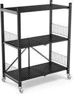 🛒 glandu 3-tier collapsible heavy duty shelving unit with wheels - steel rack for home kitchen laundry, closet storage, rolling cart logo