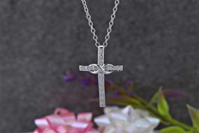 img 2 attached to 💎 Get Dazzlingrock Collection's 0.10 Carat Round White Diamond Ladies Cross Pendant: 1/10 CT with Silver Chain Included in 10K/14K/18K Gold & 925 Sterling Silver