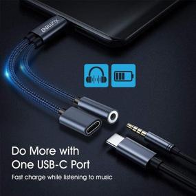 img 2 attached to 💽 Grey USB C to 3.5mm Headphone and Charger Adapter - Xumee 2-in-1 Hi-Res DAC Dongle Cable for Pixel 4 3 XL, Galaxy S21 S20 S20+ Plus Note 20 - Fast Charging and Aux Audio Jack Compatibility