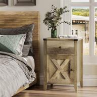 🪑 ittar farmhouse end table: cabinet & drawer, bedroom nightstand, living room side table, wood-look accent furniture (rustic oak) logo