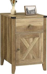 img 3 attached to 🪑 Ittar Farmhouse End Table: Cabinet & Drawer, Bedroom Nightstand, Living Room Side Table, Wood-Look Accent Furniture (Rustic Oak)