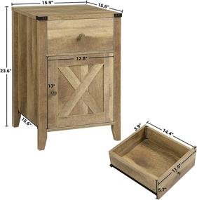 img 1 attached to 🪑 Ittar Farmhouse End Table: Cabinet & Drawer, Bedroom Nightstand, Living Room Side Table, Wood-Look Accent Furniture (Rustic Oak)