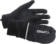 black x-large craft hybrid weather 2-in-1 cycling mitten gloves for biking логотип