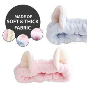 img 2 attached to 🐱 3-Piece Set of Women's Plush Cat Headbands - Soft Stretch Fuzzy Cosplay Costume Hair Accessories for Makeup, Washing Face, and Showering - Fashionable Headwrap Kit for Adult Women, Teens, and Kids