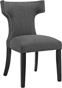 img 2 attached to 🪑 Modway Curve Mid-Century Modern Gray Dining Chair Set with Nailhead Trim and Upholstered Fabric - Pair of Two Chairs