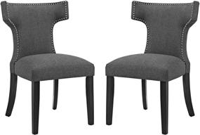 img 3 attached to 🪑 Modway Curve Mid-Century Modern Gray Dining Chair Set with Nailhead Trim and Upholstered Fabric - Pair of Two Chairs