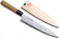 🔪 yoshihiro vg-10 46 layers hammered damascus gyuto japanese chefs knife with octagonal ambrosia handle - 7'' (180mm) logo