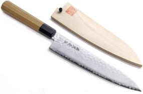 img 4 attached to 🔪 Yoshihiro VG-10 46 Layers Hammered Damascus Gyuto Japanese Chefs Knife with Octagonal Ambrosia Handle - 7'' (180mm)