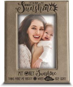 img 4 attached to 🌞 Bella Busta - Engraved Leather Picture Frame (5 x 7 Vertical) - You are my sunshine my only sunshine, You make me happy when skies are grey - Perfect for Mother's Day, Valentine's Day, and Christmas