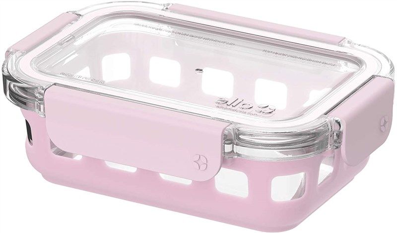 Ello Duraglass Food Storage Glass Lunch Bowl Container - Meal Prep Container with Silicone Sleeve and Airtight Lid, 5 Cup, Cashmere Pink