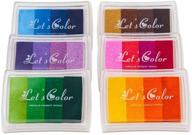 🌈 craft ink pad stamps rainbow set of 6: diy multicolor craft stamp pad with 24 colors - ideal for stamps, paper, wood fabric - all ages & infinite uses! logo