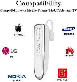 img 1 attached to 🎧 Yuwiss Wireless Bluetooth Earpiece with 20 Hours Noise Canceling - Perfect for Hands-Free Calling and Driving - iPhone and Samsung Compatible (White)