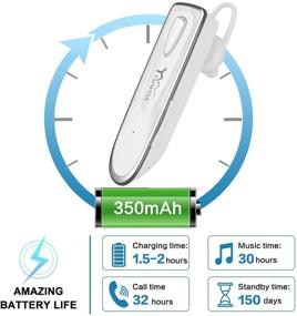 img 2 attached to 🎧 Yuwiss Wireless Bluetooth Earpiece with 20 Hours Noise Canceling - Perfect for Hands-Free Calling and Driving - iPhone and Samsung Compatible (White)