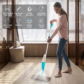 img 3 attached to 🧹 500ML Refillable Bottle Spray Mop for Dry Wet Floor Cleaning, 360 Degree Spin, Glorider Extendable Flexible Arm Mop with 2pcs Double-Sided Washable Mop Pads - Ideal for Hardwood, Laminate, and Ceramic Tile Surfaces