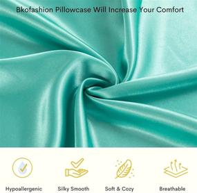 img 3 attached to 🛏️ Bkofashion Mulberry Silk Pillowcase - 100% Natural and Organic Material for Hair and Skin - 25 Momme, Grade 6A - Hidden Zipper Closure - Queen Size Cushion Cover, 20x30 - Housewarming Gift - Turquoise