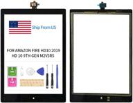 🔍 full outer glass panel lens replacement screen for amazon fire hd 10 hd10 2019 9th m2v3r5 with free tools - touch screen digitizer logo