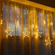 🎄 enhance your holiday decor with 138 led christmas star curtain lights for windows - 12 stars string lamp with 8 lighting modes, perfect fairy xmas decorations for party gifts, indoor and outdoor home decor, bedroom - warm white us plug logo