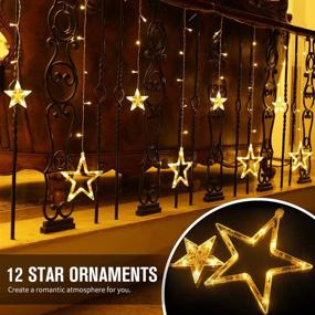 img 3 attached to 🎄 Enhance your Holiday Decor with 138 LED Christmas Star Curtain Lights for Windows - 12 Stars String Lamp with 8 Lighting Modes, Perfect Fairy Xmas Decorations for Party Gifts, Indoor and Outdoor Home Decor, Bedroom - Warm White US Plug