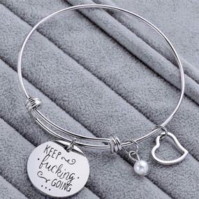 img 1 attached to Jude Jewelers Stainless Steel Adjustable Charm Graduation Bracelet - Keep Pushing Forward, Inspirational Motivation