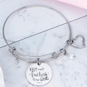 img 2 attached to Jude Jewelers Stainless Steel Adjustable Charm Graduation Bracelet - Keep Pushing Forward, Inspirational Motivation