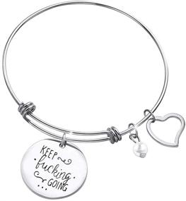img 3 attached to Jude Jewelers Stainless Steel Adjustable Charm Graduation Bracelet - Keep Pushing Forward, Inspirational Motivation