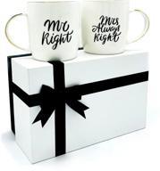 🎁 triple gifffted mr right and mrs always right coffee mugs: perfect gifts for couples on engagement, anniversary, wedding, christmas, valentine's day, and more! logo