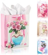 🎁 pack of 4 mother's day gift bags (9") with white tissue paper - perfect for birthdays, bridal showers, weddings, retirements, anniversaries, engagements, and any special occasion logo