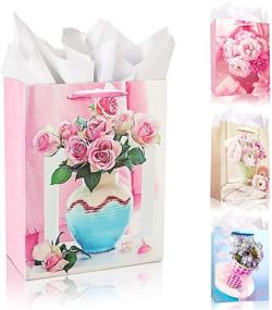 img 4 attached to 🎁 Pack of 4 Mother's Day Gift Bags (9") with White Tissue Paper - Perfect for Birthdays, Bridal Showers, Weddings, Retirements, Anniversaries, Engagements, and Any Special Occasion