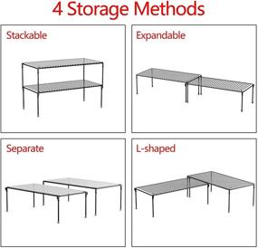 img 1 attached to 🗄️ 2 pack expandable stackable cabinet storage shelf rack, 4 DIY methods, spice rack organizer for kitchen pantry, black