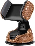 🚗 sparkling gold car phone mount with air vent base, bling crystal universal holder for dashboard, windshield, and air vent - cell phone mount holder, one more air vent base included logo