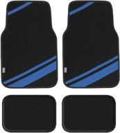 fh group f14501blue universal fit carpet floor mats full set (with faux leather for cars logo